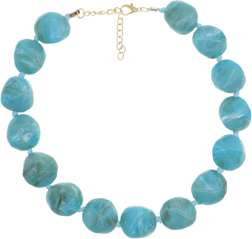 We We Chunky Colorful Beaded Necklace for Women Large Boho Statement Bead Chokers Necklaces Turqu... | Amazon (US)