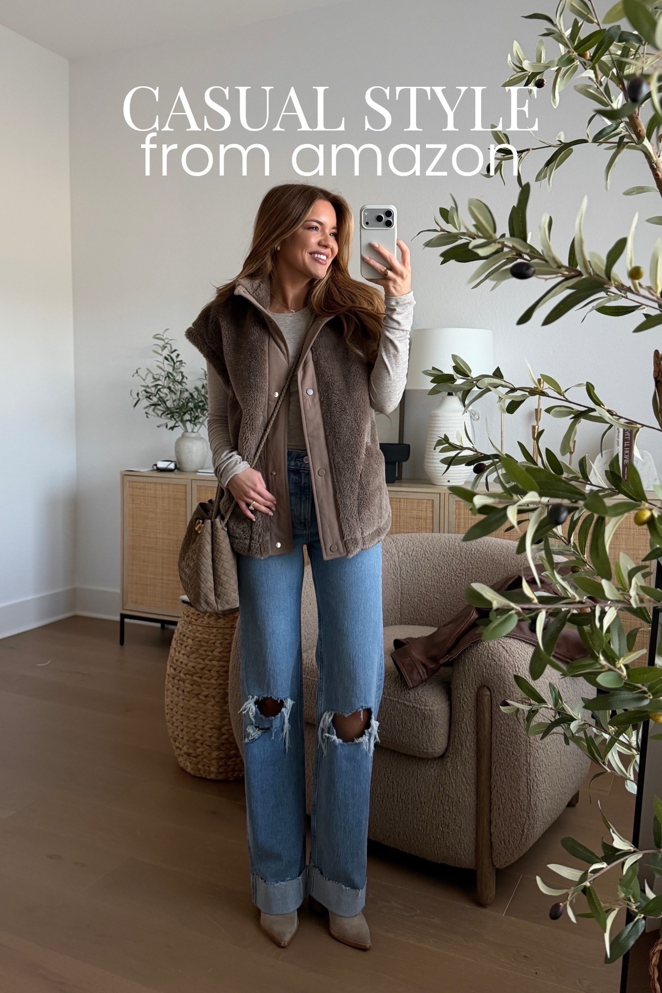 long sleeve: xs // vest: small (color: COFFEE) // jeans: 24 regular (5’3)

amazon, amazon style, fleece vest, winter outfit, winter look, denim, jeans, petite style, michele jaliene

#LTKPetite #LTKootd