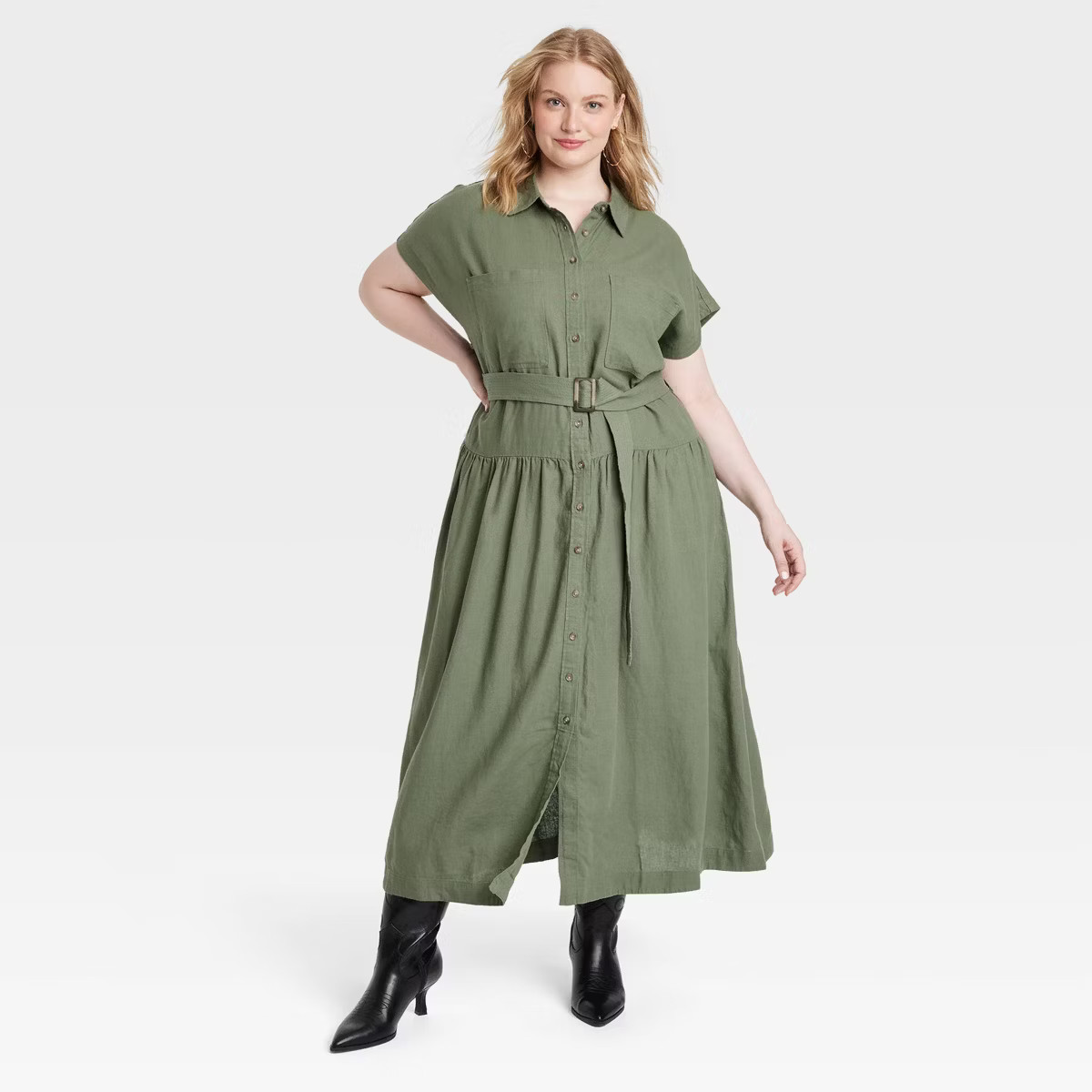 Women's Short Sleeve Belted Midi Shirtdress - Universal Thread™ | Target