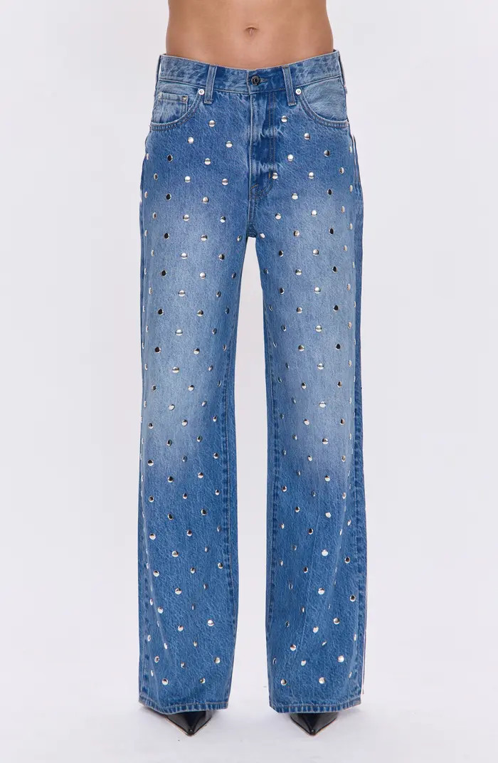 Hendrix Embellished Rivets High Waist Straight Leg Jeans | Nordstrom