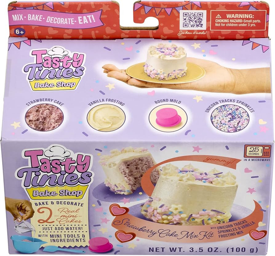 Amazon.com: Goliath Tasty Tinies Bake Shop Strawberry Cake Mix Kit with Unicorn Tracks Sprinkles ... | Amazon (US)