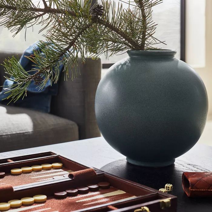 10" x 10" Round Earthenware Vase Gray - Threshold™ designed with Studio McGee | Target