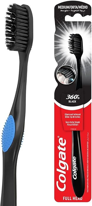 Colgate 360 Charcoal Infused Bristles Medium Toothbrush, 1 Count | Amazon (US)