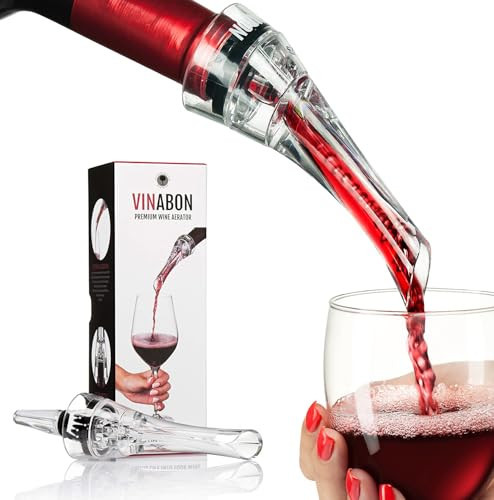 VINABON Wine Aerator Pourer Spout – Updated 2026 Professional Wine Aerator for Superior Flavor, Enhanced Bouquet & Rich, Smooth Finish. No-Leak, No-Drip, Spill-Free Design. Includes Wine Guide eBook | Amazon (US)