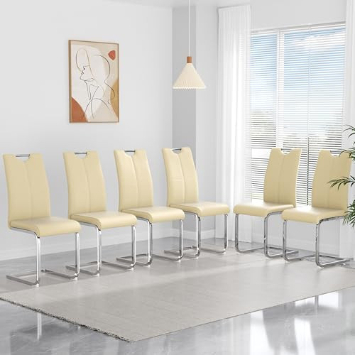 yeag Modern Dining Chairs Set of 6, Upholstered Kitchen Chairs High Back, Faux Leather Dinner Cha... | Amazon (US)