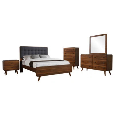 Heigl Bedroom Set With Upholstered Tufted Headboard Dark Walnut | Wayfair North America