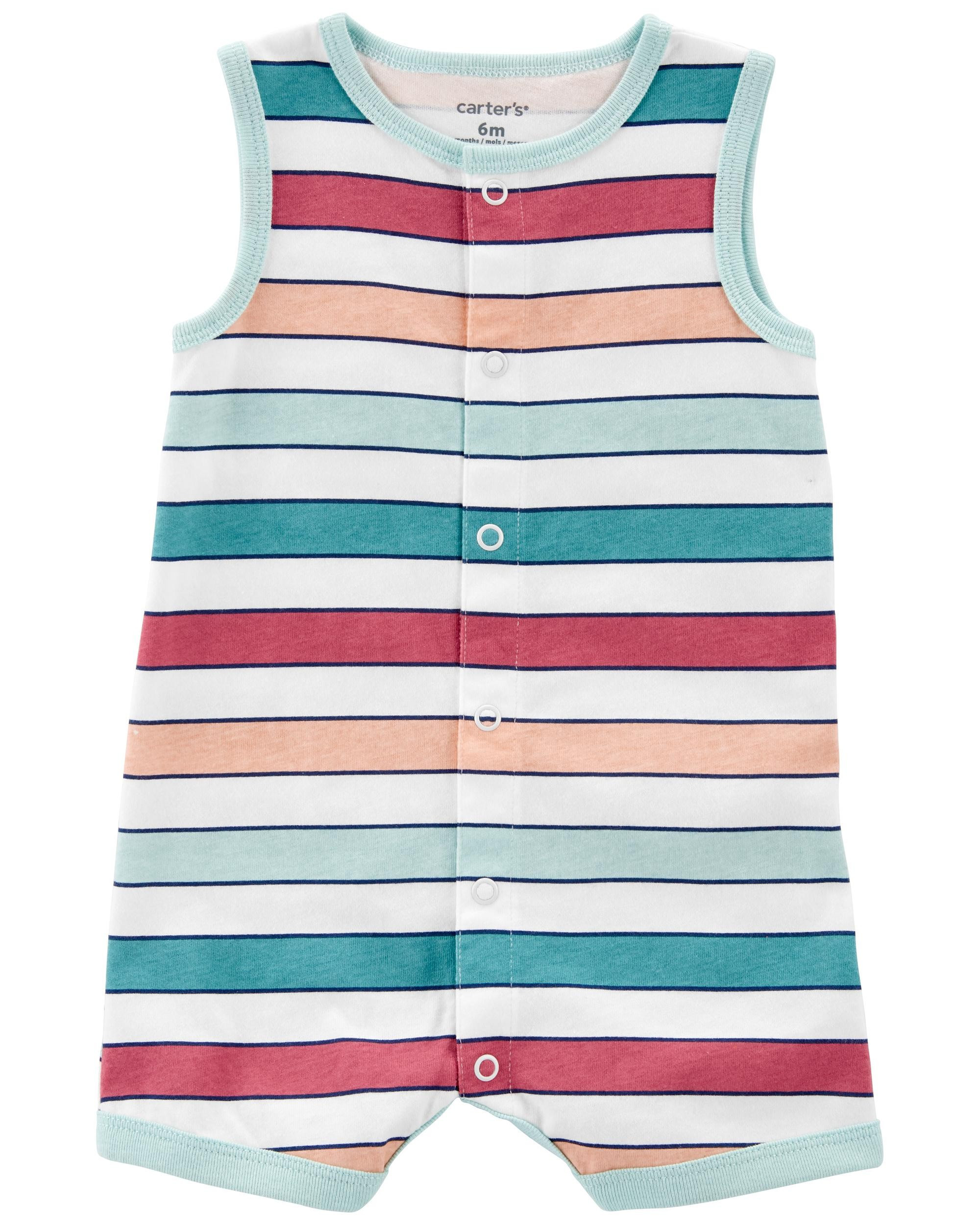 Shark Striped Snap-Up Cotton Romper | Carter's