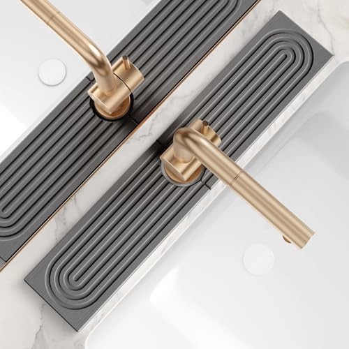 eormoe Diatomite Stone Sink Candy - Instant Dry Stone Sink Tray around Faucet, Prevents Moisture Buildup - Faucet Splash Guard for Bathroom Counter (Dark Grey, 20" x 3.9") | Amazon (US)