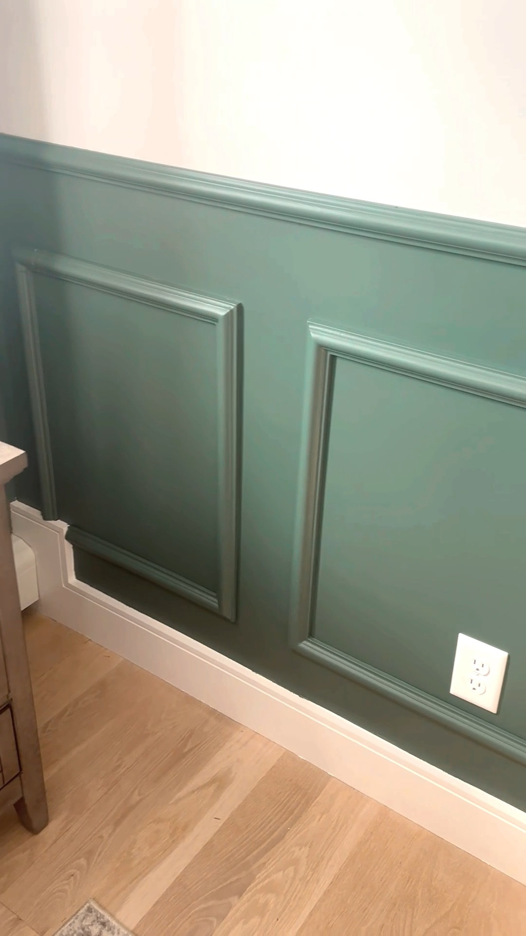 DIY Budget Friendly easy half accent wall with pre made trimmings from Amazon! Just need painters tape, construction glue, and paint. Luxury style for cheap.

#LTKSpringSale #LTKVideo #LTKhome