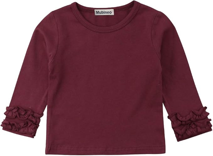 Toddler Baby Girl Basic Plain Ruffle Cuff Long Sleeve Cotton T Shirts Tee Tops | Amazon (US)