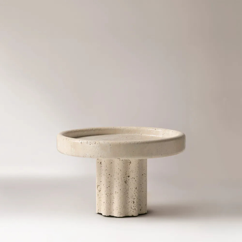 7" Travertine Cake Stand | Hernest