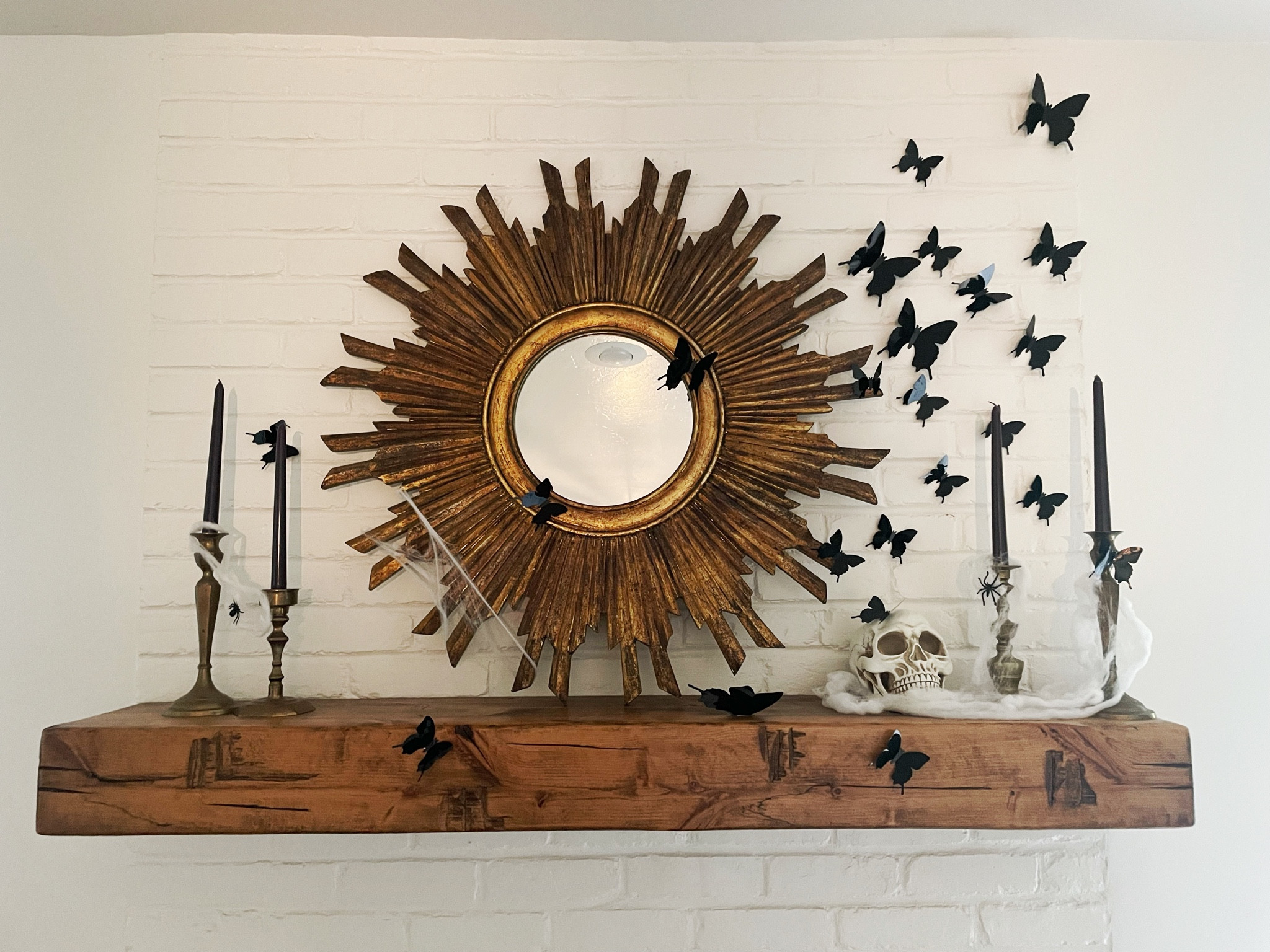 Amazon Halloween mantle decor -I love these black butterfly decals! 
#halloweendecor #halloweenmantle #halloweenhomedecor 

#LTKunder100 #LTKhome #LTKunder50