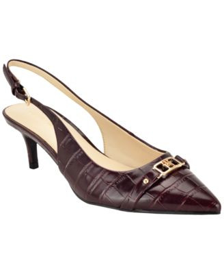 Tommy Hilfiger Women's Totale Kitten Heel Slingback Dress Pumps - Dark Red Croco | Macy's