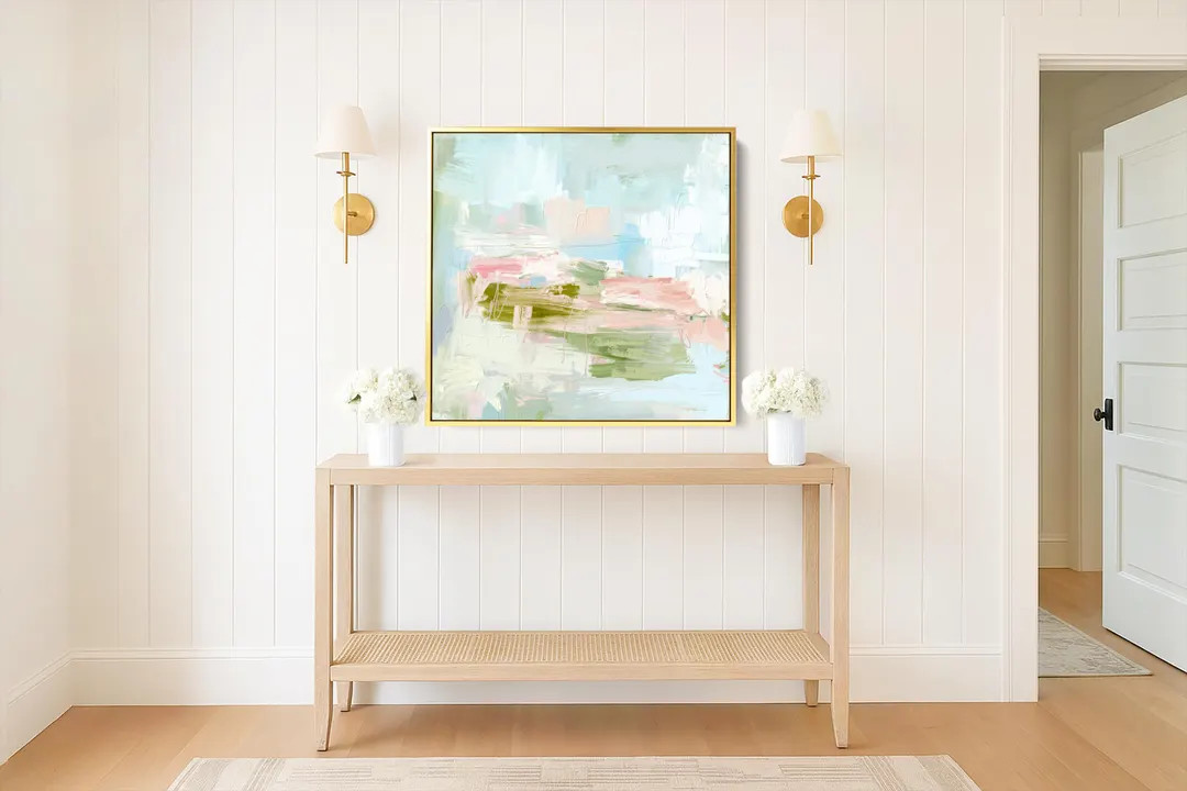 Large Abstract Coastal Canvas Art, Framed Grandmillennial Print - Etsy | Etsy (Global)