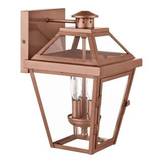 Bailey Park 14.25 in. Copper Outdoor Barn Wall Light with Clear Glass Shade | The Home Depot