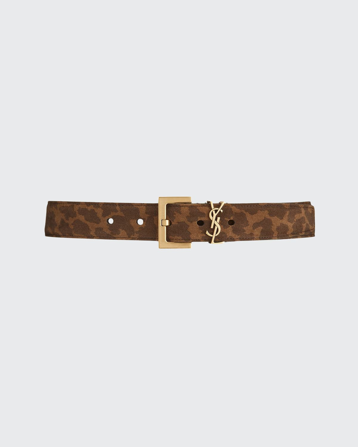YSL Monogram Leopard-Print Suede Belt | Bergdorf Goodman