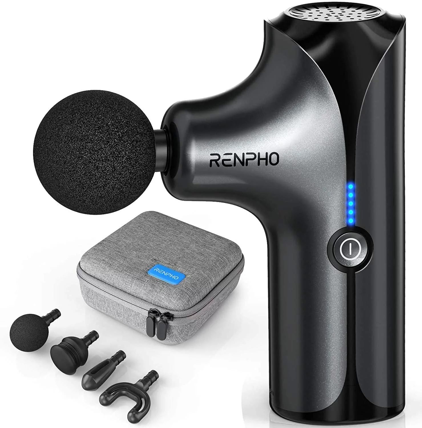 RENPHO Pocket-Sized Deep Tissue Mini Massager Gun with 4 Massage Head & Carry Case, Black | Walmart (US)