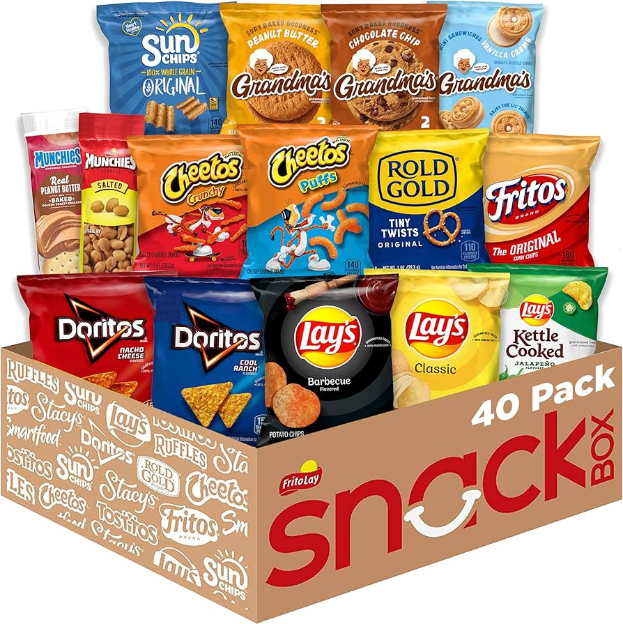Frito Lay Ultimate Classic Snacks Package, Variety Assortment of Chips, Cookies, Crackers, & Nuts... | Amazon (US)