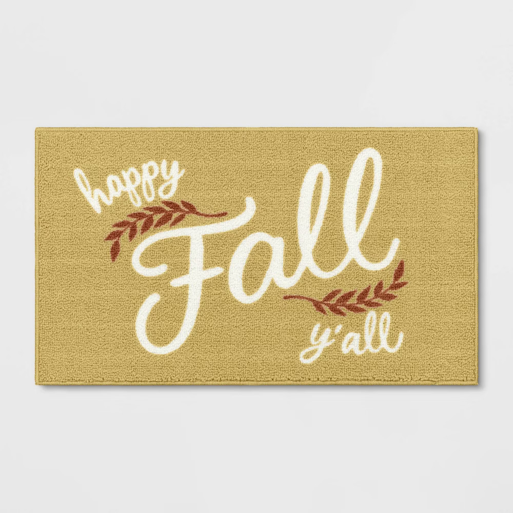 1'8""x2'10"" ""Happy Fall Y'all"" Accent Rug Gold - Threshold | Target