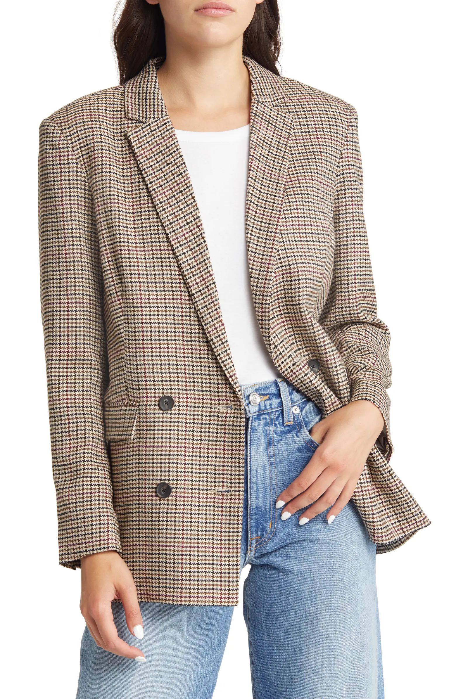 Jac Houndstooth Double Breasted Stretch Twill Blazer | Nordstrom