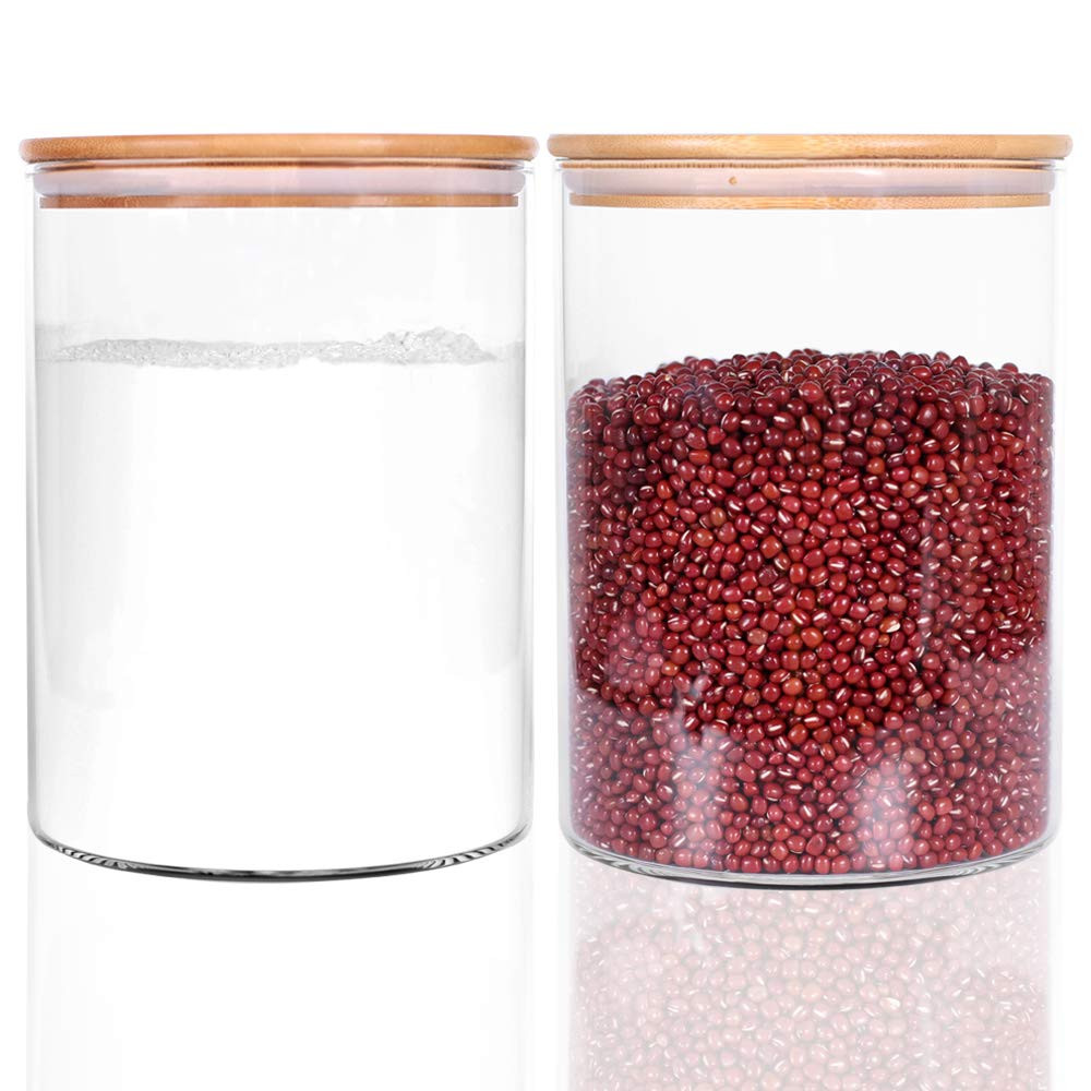 Set of 2 Large Glass Food Storage jar, 100 FL OZ (3000ml) Glass Flour Canister with Airtight Bamb... | Amazon (US)