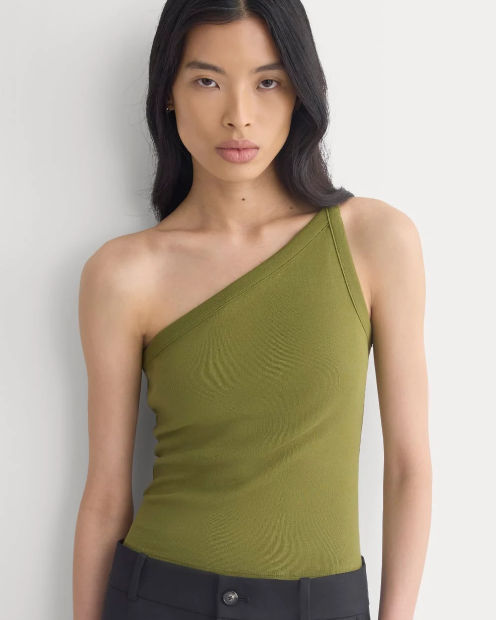 RetroSoft Cotton One-Shoulder Tank | Mayfly | Everlane