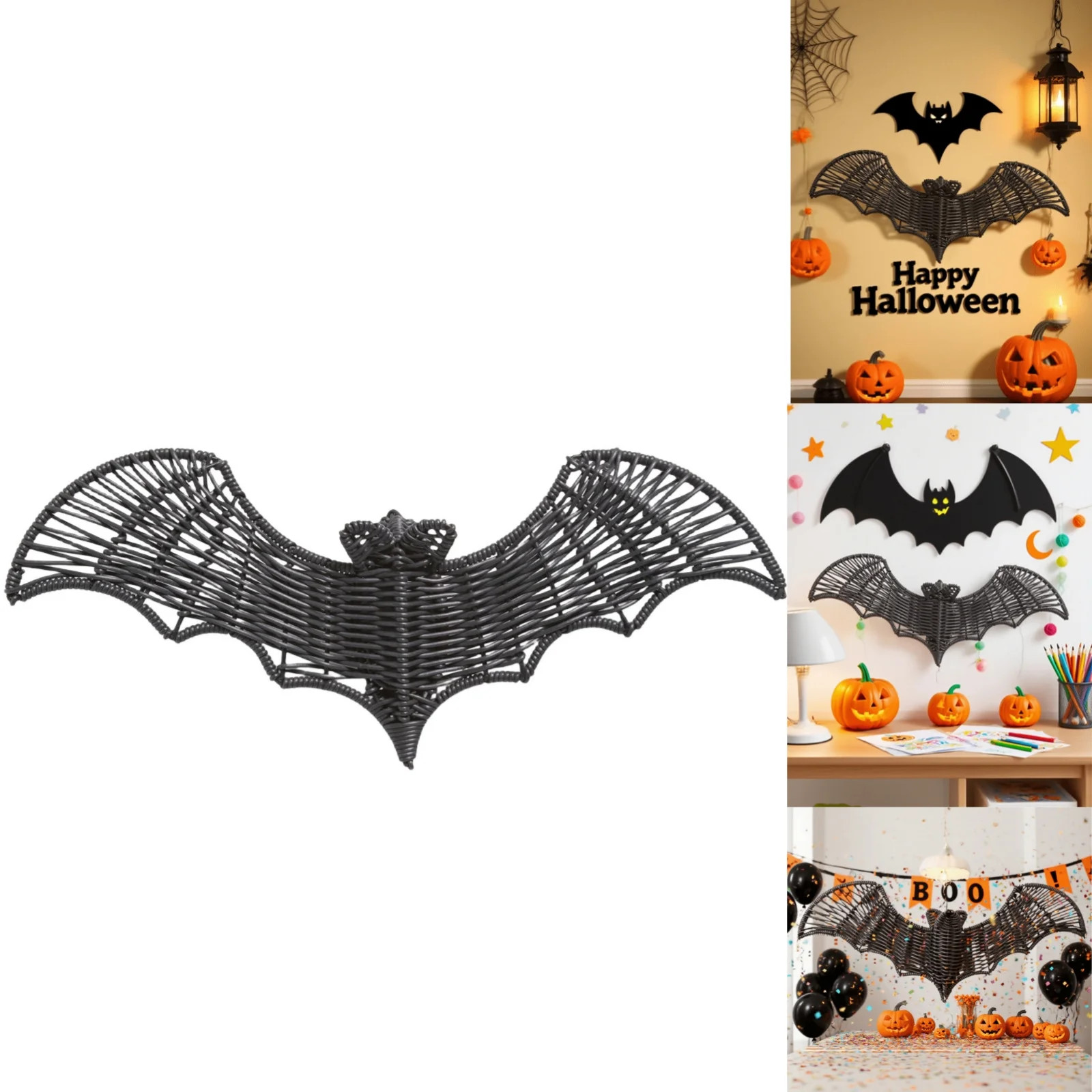 1Pack Halloween Outdoor Wicker Bat Decor Decorations, Halloween Decorations Black Woven Bats, Bla... | Walmart (US)