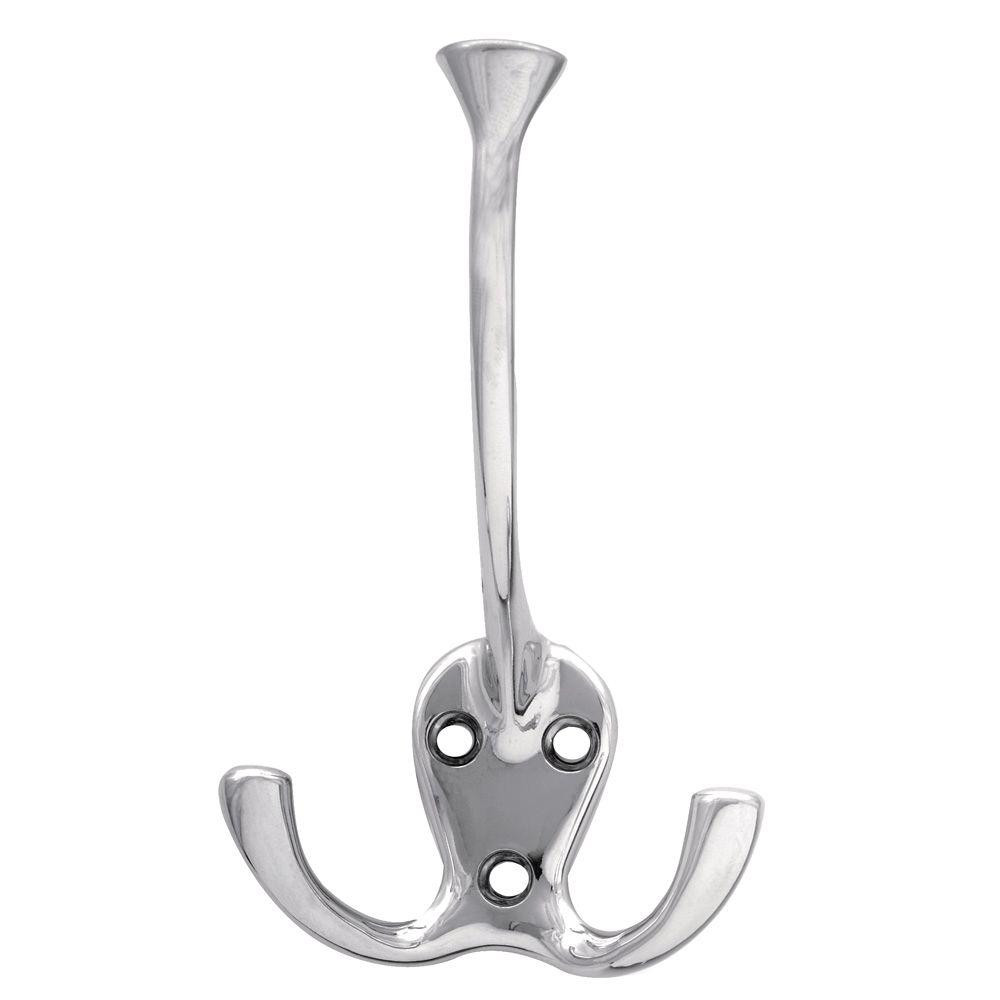 Liberty 4-1/3 in. Chrome Flared Triple Wall Hook-B42305Z-CHR-C - The Home Depot | The Home Depot