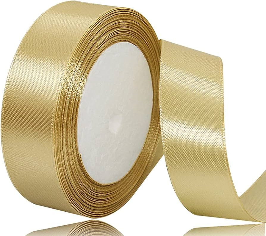 Satin Ribbon Gold 25 mm, 22 Metres Decoration Gift Ribbon Wide Ribbon Fabric Ribbon for Wedding, ... | Amazon (DE)