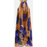 Zara - Asymmetric Hem Printed Dress - Multicolored - M - Woman | Zara US