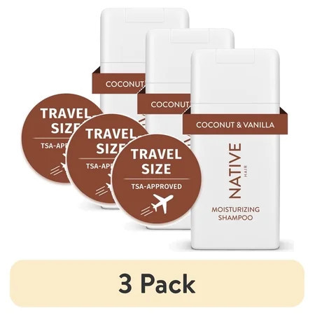 (3 pack) Native Moisturizing Shampoo Mini Coconut and Vanilla 3 fl oz | Walmart (US)