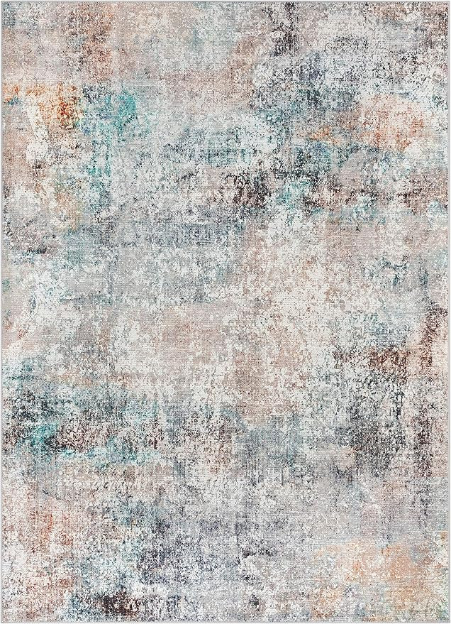 Well Woven Amesti Light Blue Machine Washable Contemporary Abstract Distressed Area Rug (5'3" x 7... | Amazon (US)