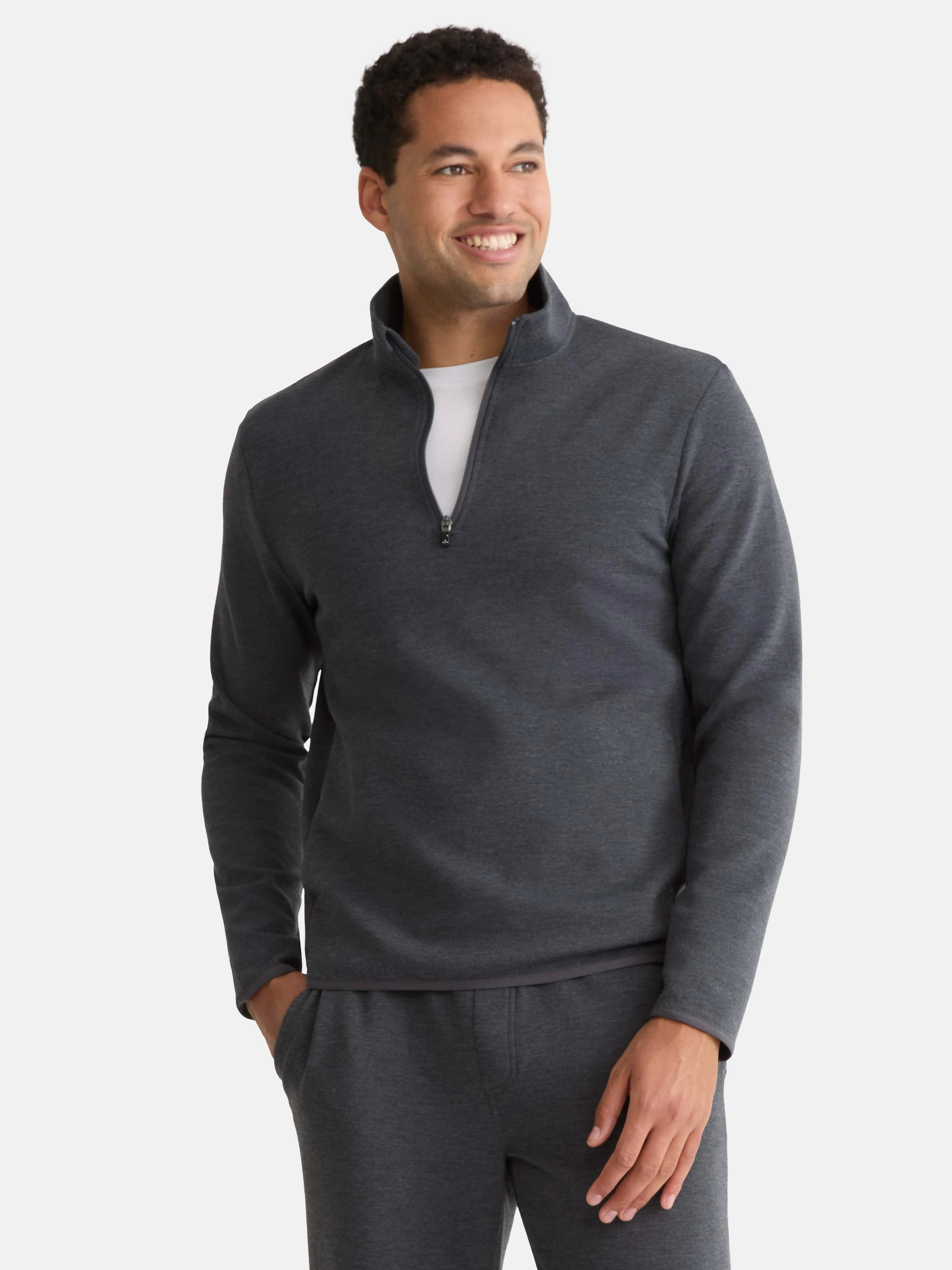 Athletic Works Men's and Big Men's Fusion Double Knit Quarter Zip Sweatshirt Jacket, Sizes S-3XL | Walmart (US)
