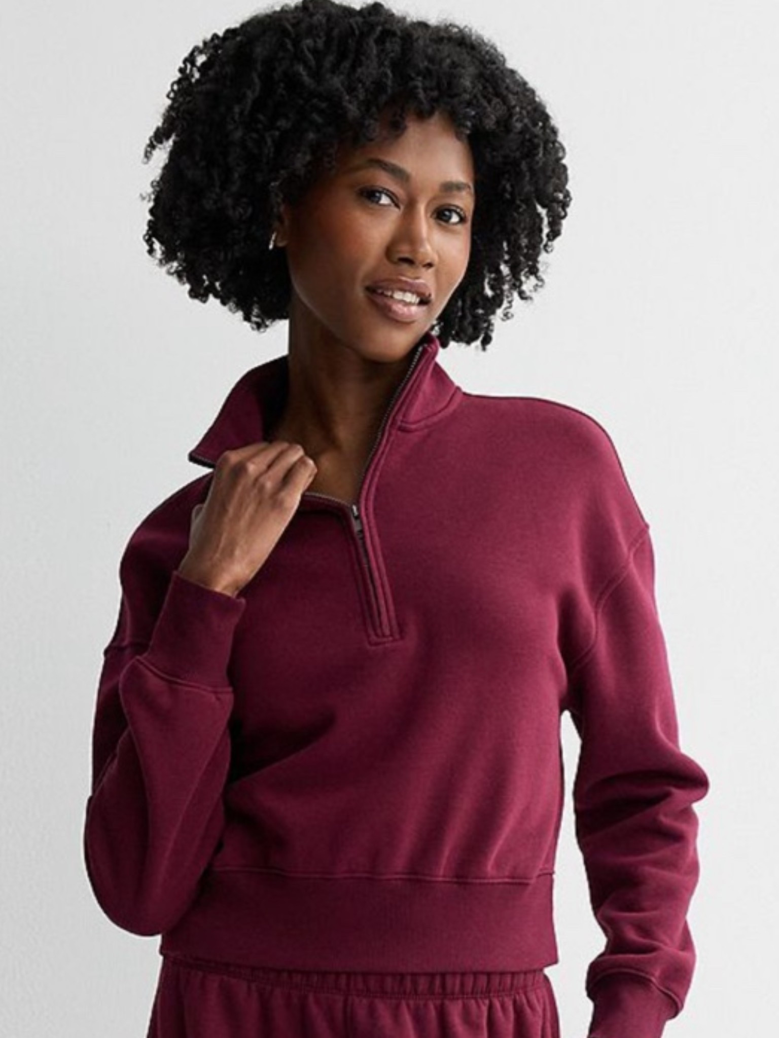 Kohls Fleece Half Zip - I do a medium in this one. And this wine color is SO pretty! Perfectly cropped…not too much and not too little