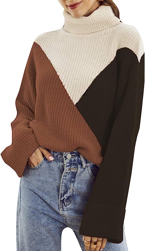 BerryGo Women's Long Sleeve Turtleneck Sweater Knit Pullover Casual Sweater | Amazon (US)