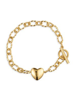 Luxe Goldtone Heart Link Bracelet | Saks Fifth Avenue OFF 5TH