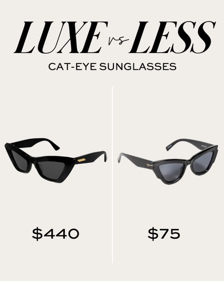 Save or splurge - Cat-eye sunglasses 
Bottega veneta cat eye sunglasses similar 
Le specs sunglasses 

#LTKunder100 #LTKFind #LTKstyletip