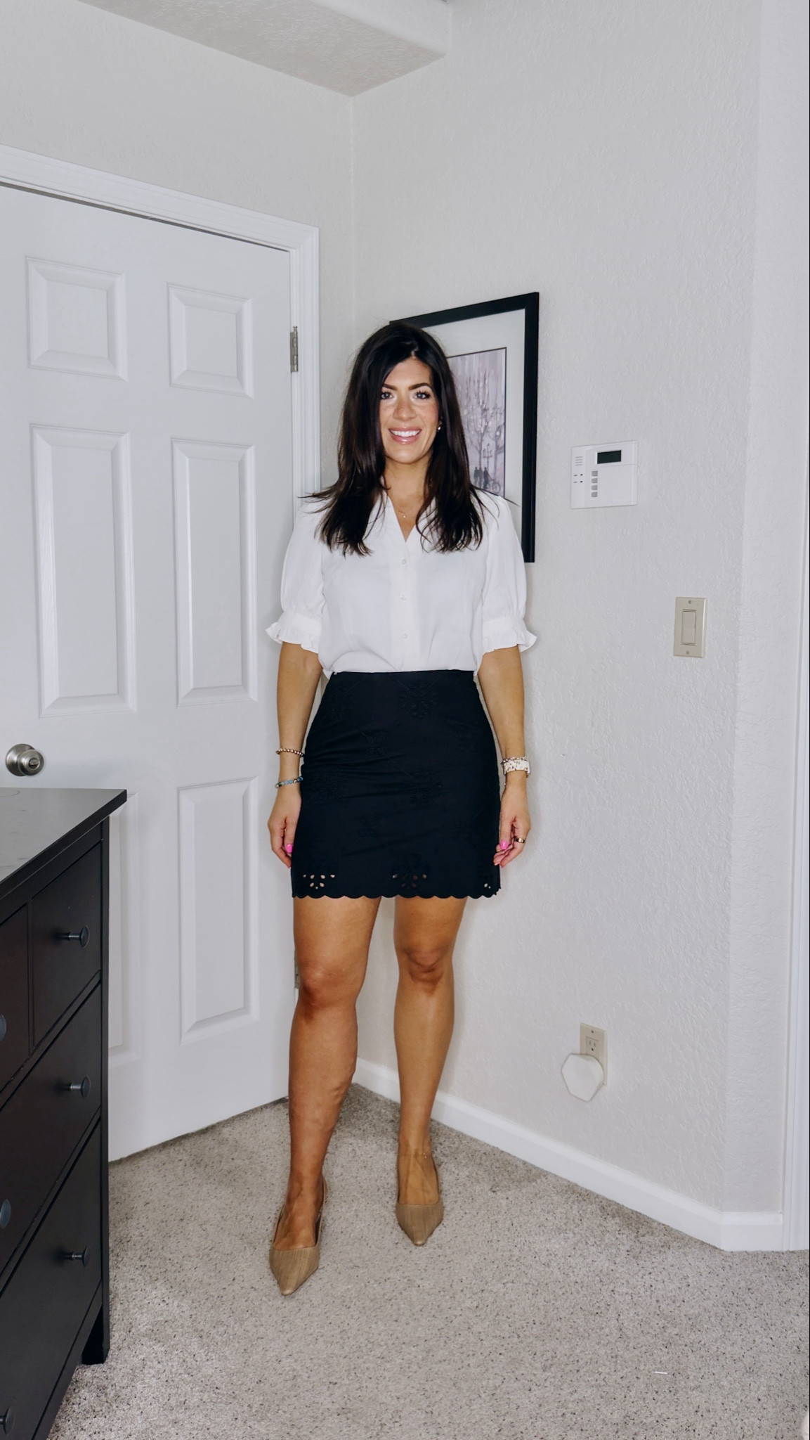In a medium blouse and medium eyelet skirt

#LTKSaleAlert #LTKMidsize #LTKWorkwear