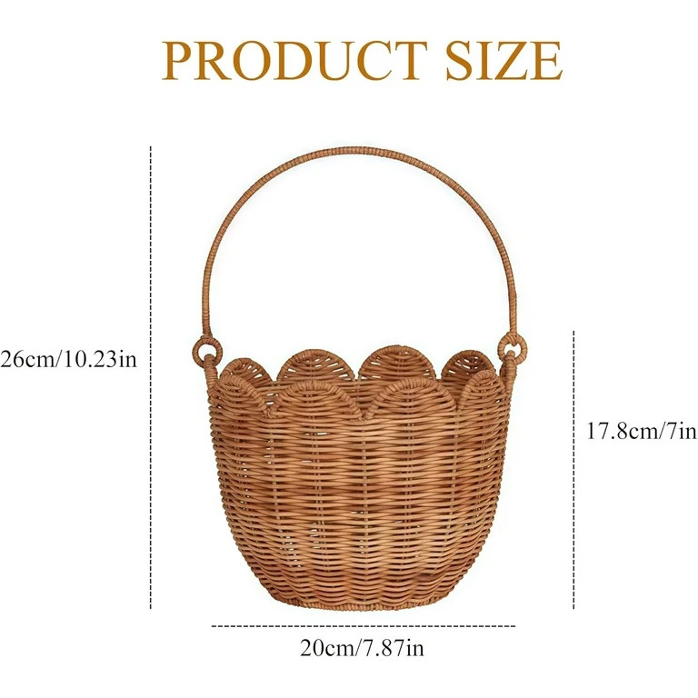 Kids Easter Wicker Baskets:Scalloped Basket, Easter Basket, Creative Flower Shape Picnic Basket, ... | Walmart (US)