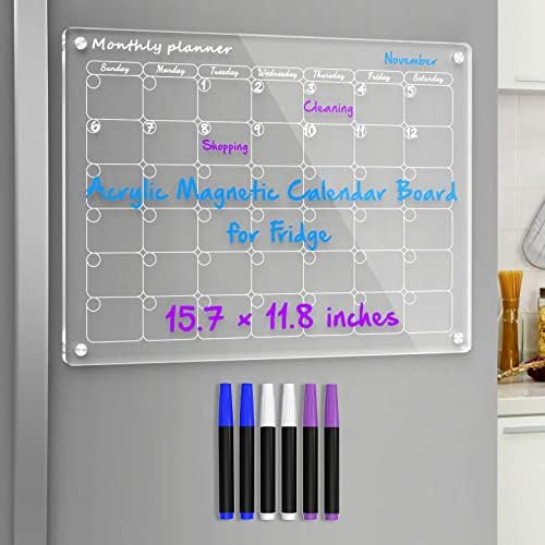 NPPLUS Acrylic Magnetic Dry Erase Board Calendar for Fridge, Magnetic Monthly Calendar for Refrig... | Amazon (US)