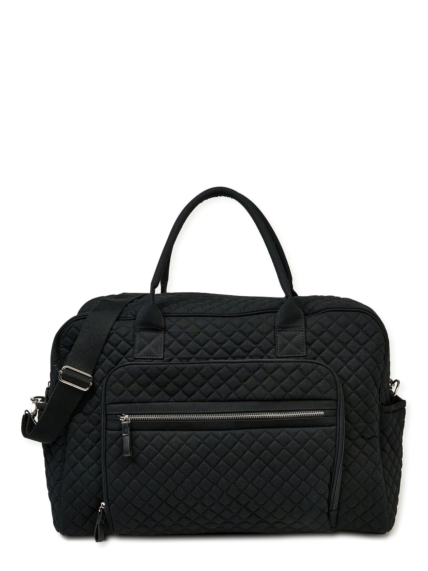 No Boundaries Women's Quilted Weekender Duffle Bag with Multi Compartments Black | Walmart (US)