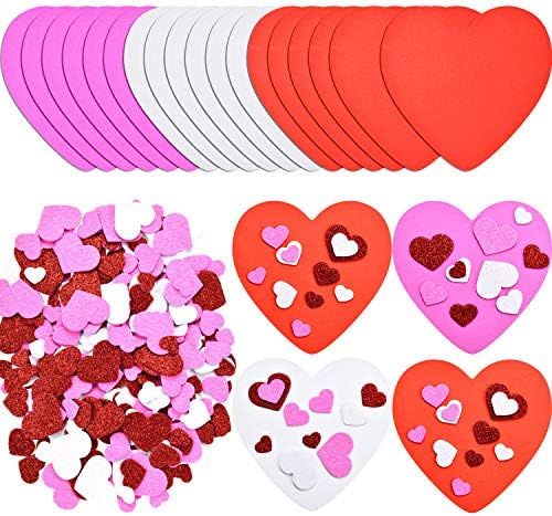 WILLBOND 18 Pieces Valentines Foam Heart Foam Craft Hearts and 300 Pieces Self-Adhesive Heart Sti... | Amazon (US)