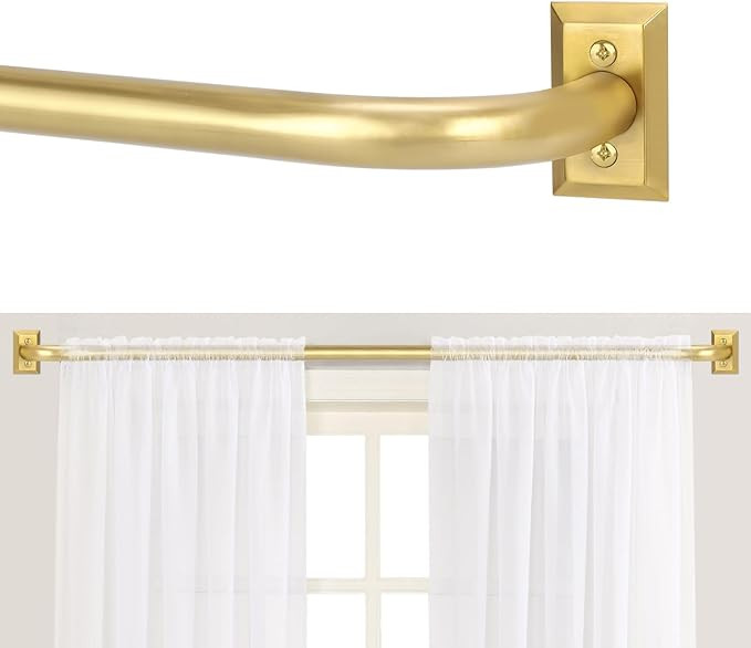 Gold Wrap Around Curtain Rods 28 to 60 Inch:Blackout Heavy Duty Adjustable Window Curtain Rod Roo... | Amazon (US)