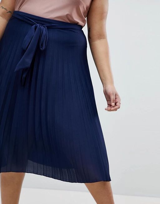 ASOS CURVE Pleated Midi Skirt with Belt | Asos AU
