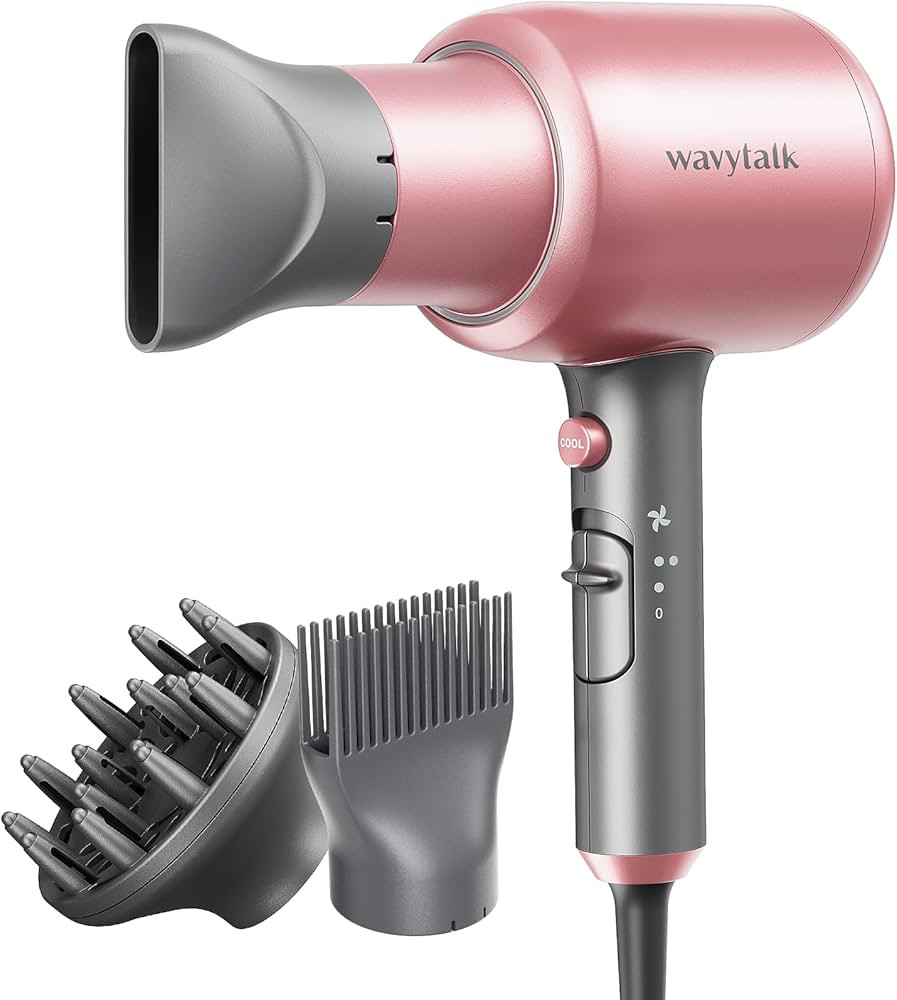 Wavytalk Ionic Hair Dryer Blow Dryer with Diffuser & Comb for Curly Hair Professional 1875W High ... | Amazon (US)