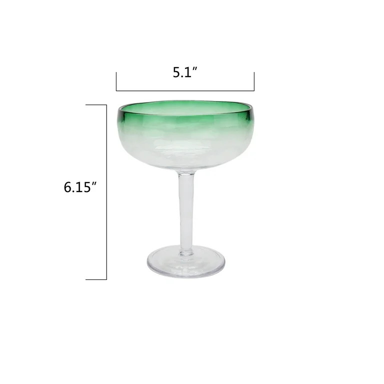 Mainstays by Becky G. & Alejandra 18-Ounce Acrylic Margarita Glass, Green Rim | Walmart (US)