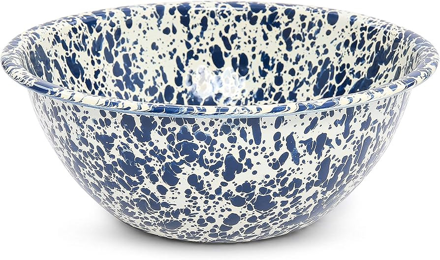 Crow Canyon Home Enamelware Serving Bowl, 1.5 quart, Navy/Cream Splatter (Single) | Amazon (US)
