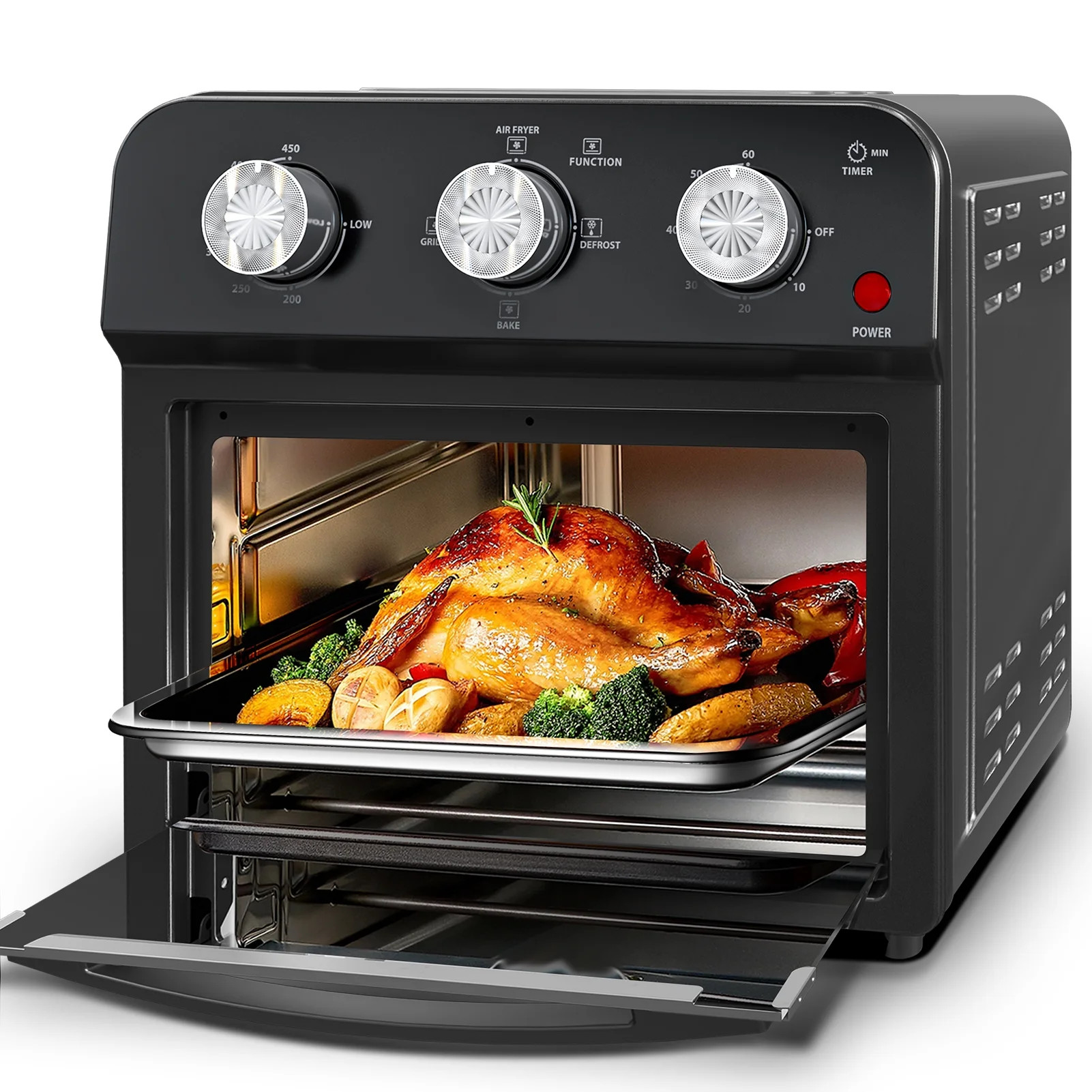 Plum Chef 13QT Air Fryer, Large Capacity Toaster Oven Countertop with Digital Recipe, Black, 1500... | Walmart (US)