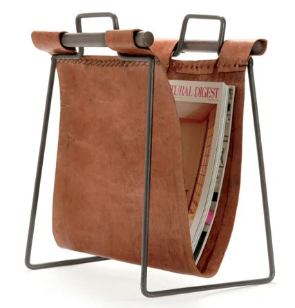 Gemi Leather/Iron Sling Magazine Rack | Wayfair North America