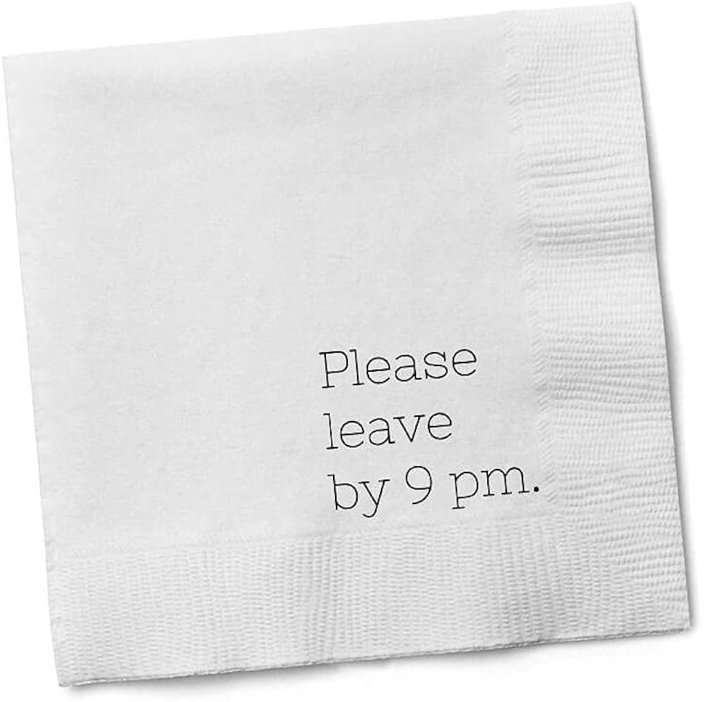 Twisted Wares - Funny Napkins - PLEASE LEAVE BY 9PM - Boutique Cocktail Napkins - Perfect for any... | Amazon (US)